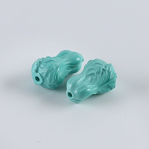 1 Pair Carved Turquoise Cabbage Shape Gemstone Earring Beads,Handmade Gemstone Wholesale,10×9×8mm,2g