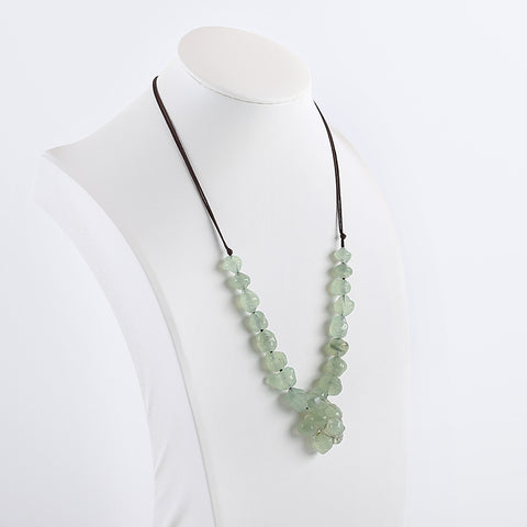 1 Strand 25.5 Inch Adjustable Natural Prehnite Gemstone Necklace, Unique Gemstone Necklace For Gift , 31x23x14mm, 7x7x8mm, 30.8g