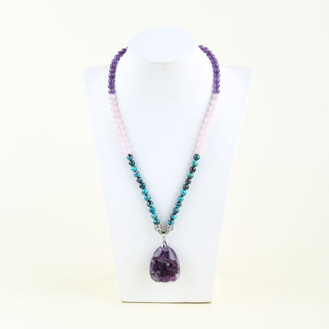 Natural Amethyst, Chrysocolla, Rose Quartz Pendant Beads for Necklace