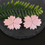 BITEFU 1Pair Carved Natural Pink Shell Flower , Queen Conch Shell Beads, Popular Pink Flower Beads, 12g