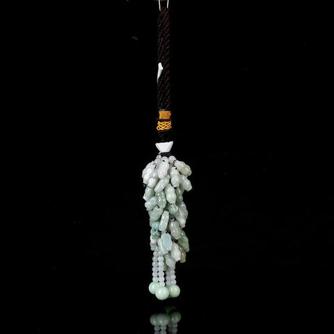 Teardrop Beads Green Jade Car Charm Tassel Car Pendant