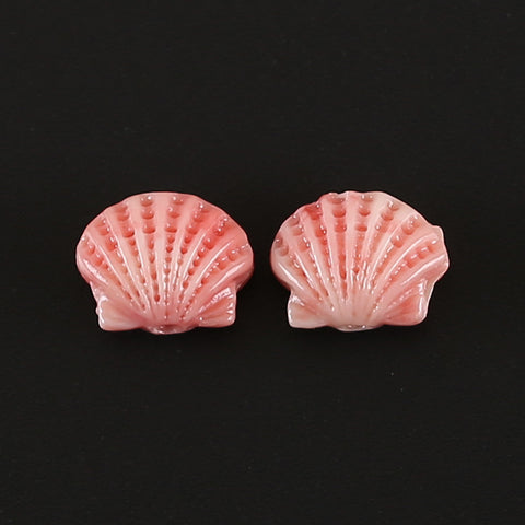 BITEFU 1Pair Pink Conch Shell (Made Of Powder Of Shell, Color Is Enhanced ) Shell, 1g