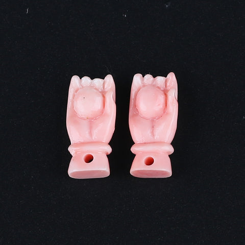 BITEFU 1Pair Pink Conch Shell (Made Of Powder Of Shell, Color Is Enhanced ) Hand , 1.8g