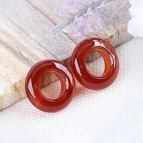 Natural Red Agate Carved doughnut Earring Beads 15*15*5mm, 2.6g