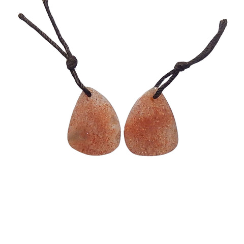 Boucles d'oreilles Sunstone Stone Pair, pierre pour la fabrication de boucles d'oreilles, 18x11x4mm, 2.4g