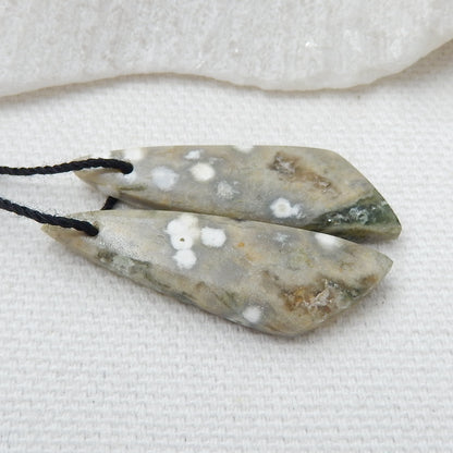 Natural Ocean Jasper Earring Beads 35x10x4mm, 4.8g