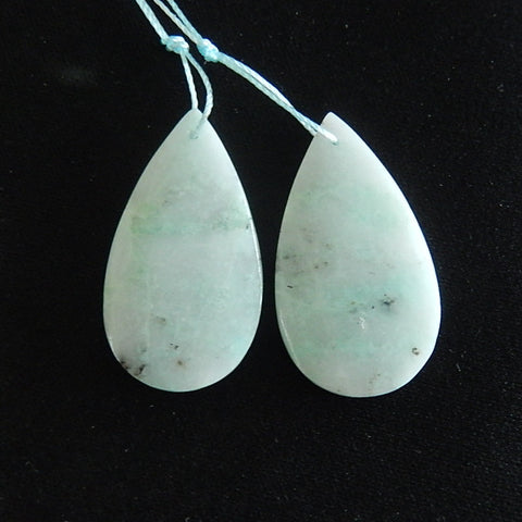 Paire de Boucles d'Oreilles Percées en Amazonite Naturelle, 32X20X5mm, 10g