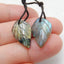 Natural Labradorite Carved leaf Earring Beads 19x11x4mm, 2.4g