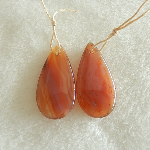 Natural Red Agate Earring Beads 27x14x6mm, 6.5g