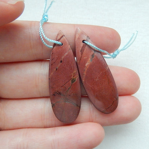 Natural Red Creek Jasper Earring Beads 36x9x5mm, 4.5g