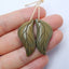 Natural Red Creek Jasper Carved Leaf Earring Beads 26x11x4mm, 3.4g