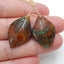 Natural Green Opal Carved leaf Earring Beads 28x14x4mm, 4.4g