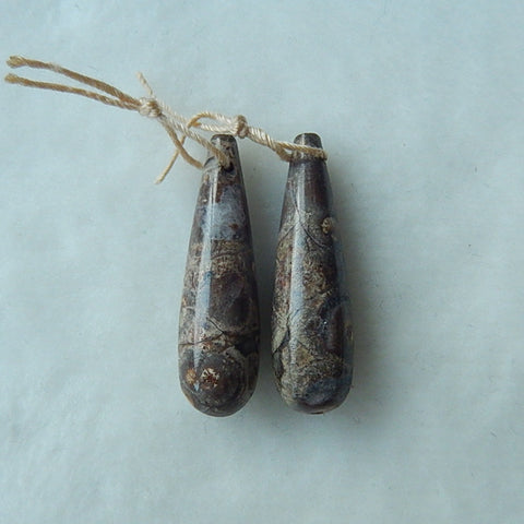 Natural Mushroom Jasper Earring Beads 28x8mm, 5.4g