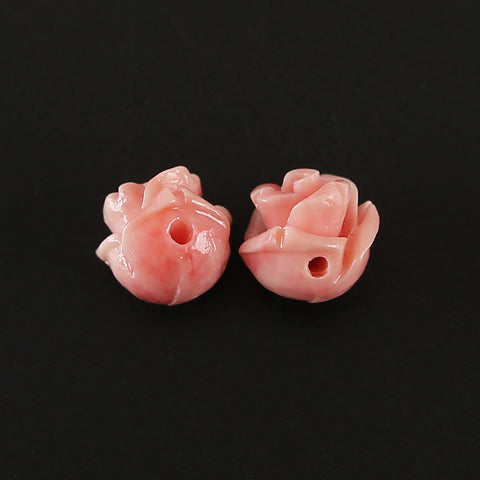 BITEFU 1Pair Pink Conch Shell (Made Of Powder Of Shell, Color Is Enhanced ) Flower, 0.6g