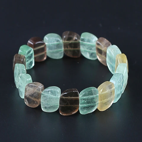 Natural Fluorite Bracelet 16*11*6mm, 20cm length, 44.6g