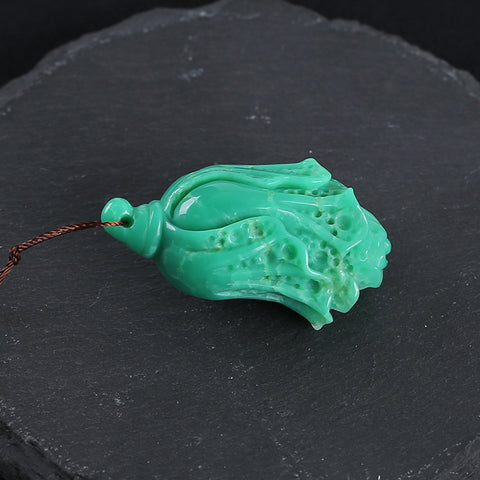 Hand Carved  AAA Grade Natural Chrysoprase Chinese Cabbage Gemstone Pendant Bead For Gemstone Jewelry Design ,Unique Gift,43×25×20mm,19.6g