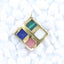 Intarsia of Malachite, Lapis Lazuli, Argentina Rhodochrosite, MOP Pendant with Copper Accessory 27x24x4mm, 3.8g