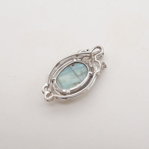 Silver Accessories! Natural Labradorite Gemstone With Silver 925 Pendant, Popular Gemstone Pendant For Necklace, 26x13x6mm, 2.8g