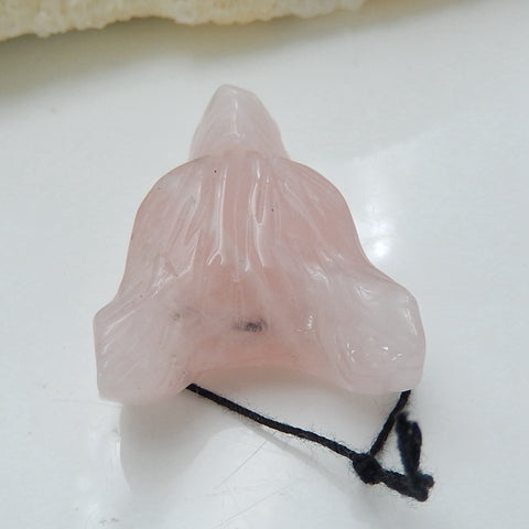 Natural Rose Quartz Carved wolf head Pendant Bead 31x23x13mm, 8.5g