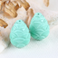 Carved Turquoise Pinecone Shape Gemstone Earring Pair (Top Half Drilled), Unique Drilled Cabochon Pair, Gemstone Wholesale, 13x18mm, 7.1g