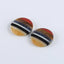 Natural Colorful Gemstones Intarsia Round Cabochon Pair (Can be drilled), Handmade Gemstone Cufflinks, Unique Pair, 17x3mm, 3g