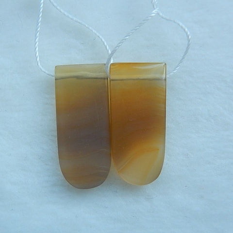 Perles de boucle d'oreille en agate naturelle, 30 x 12 x 5 mm, 6,9 g