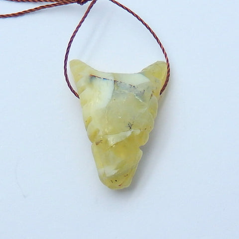 Natural Yellow Opal Carved wolf head Pendant Bead 23*18*11mm, 3.7g