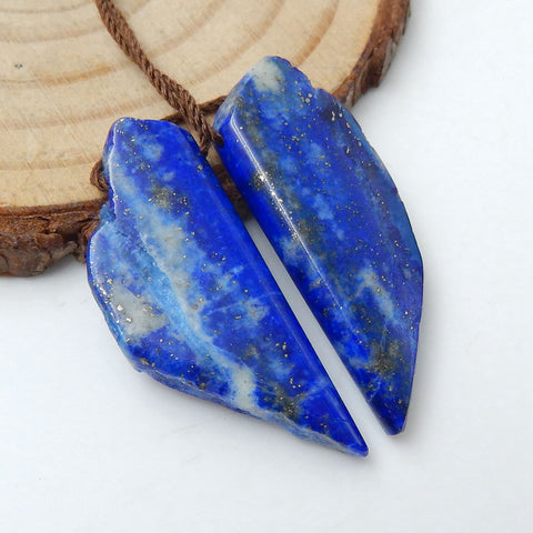 Boucles d'oreilles en pierres précieuses de lapis-lazuli naturel, 35 x 15 x 4 mm, 7,9 g