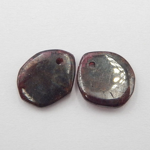 Natural Garnet Earring Beads 13x12x3mm, 2.4g