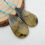 Paire de Boucles d'Oreilles Percées en Labradorite Naturelle 29x13x5mm,6.9g