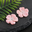 BITEFU 1Pair Carved Natural Pink Shell Flower , Queen Conch Shell Beads, Popular Pink Flower Beads, 3.4g