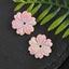 BITEFU 1Pair Carved Natural Pink Shell Flower , Queen Conch Shell Beads, Popular Pink Flower Beads, 1.4g