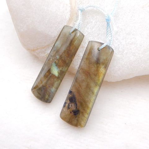 Paire de Boucles d'Oreilles en Labradorite Naturelle 35X11X6mm, 10.6g