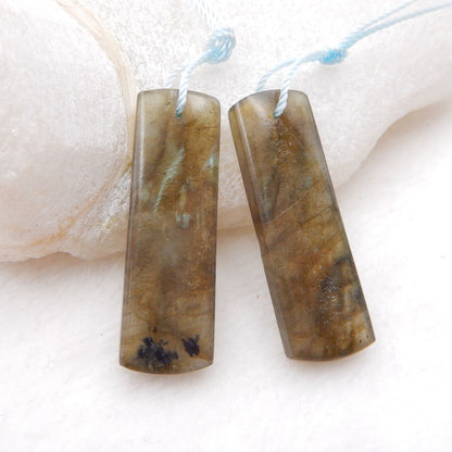 Paire de Boucles d'Oreilles en Labradorite Naturelle 35X11X6mm, 10.6g