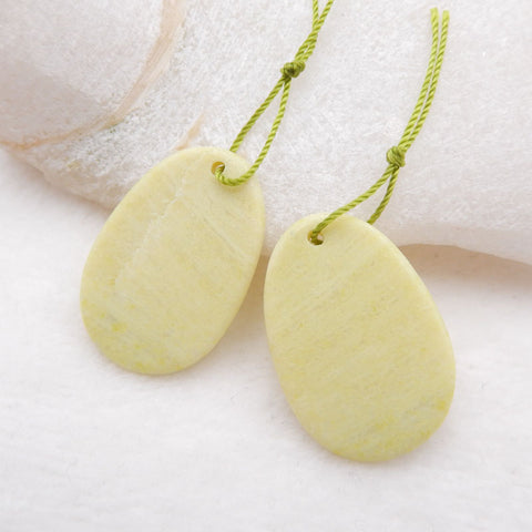 Serpentine Simple Carvings Oval Earrings Stone 一对，用于制作耳环的石头，25x18x2.5mm，4.4g