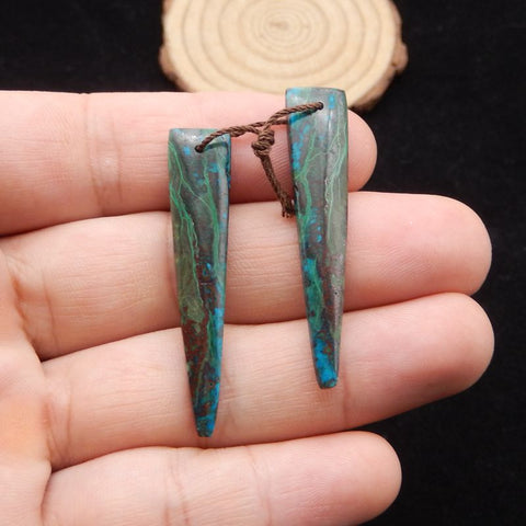 Natural Chrysocolla Earring Beads 48x9x4mm, 5.6g