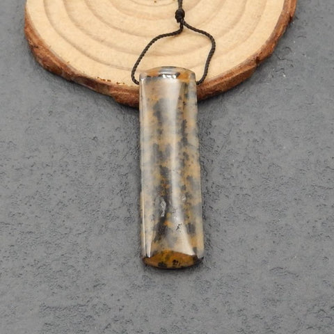 Perle pendentif en bois pétrifié, 44x13x5mm, 6g