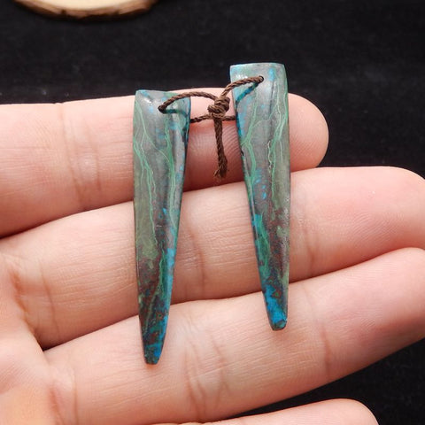 Natural Chrysocolla Earring Beads 48x9x4mm, 5.6g