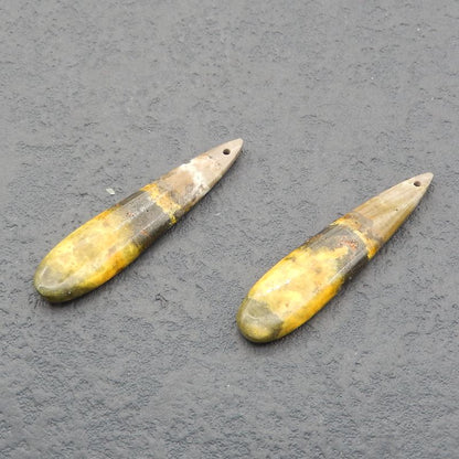 Natural BumbleBee Jasper Earring Beads 37x12x4mm, 6.2g