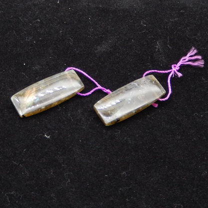 Paire de boucles d'oreilles en labradorite, 27 x 12 x 5 mm, 7,07 g