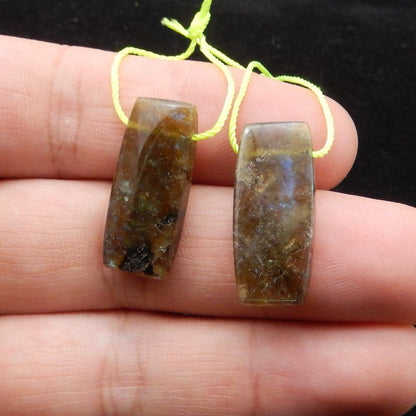 Paire de boucles d'oreilles en labradorite, 27 x 12 x 5 mm, 7,07 g