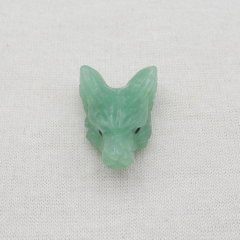 Natural Green Aventurine Carved wolf head Pendant Bead 23*16*8mm, 3.8g