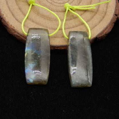 Paire de boucles d'oreilles en labradorite, 27 x 12 x 5 mm, 7,07 g