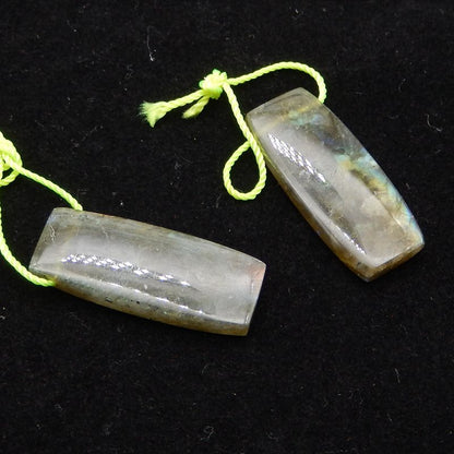 Paire de boucles d'oreilles en labradorite, 27 x 12 x 5 mm, 7,07 g