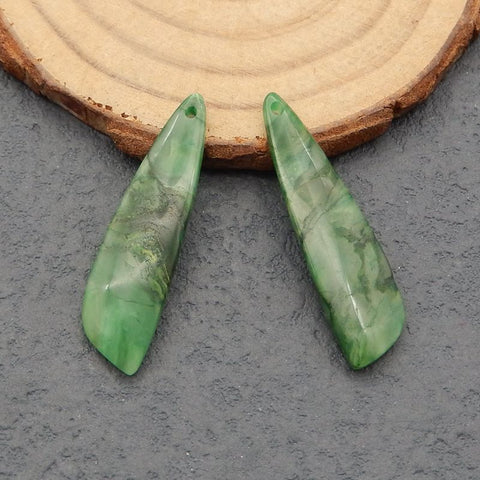 Natural African Jade Earring Beads 33*9*3mm, 3.2g