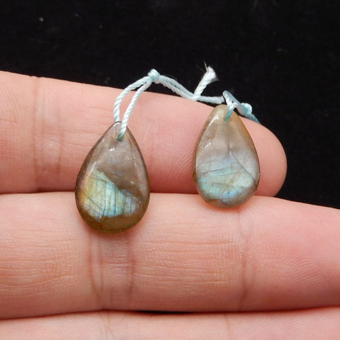 Natural Labradorite Earring Beads 16X13X4mm, 2.7g