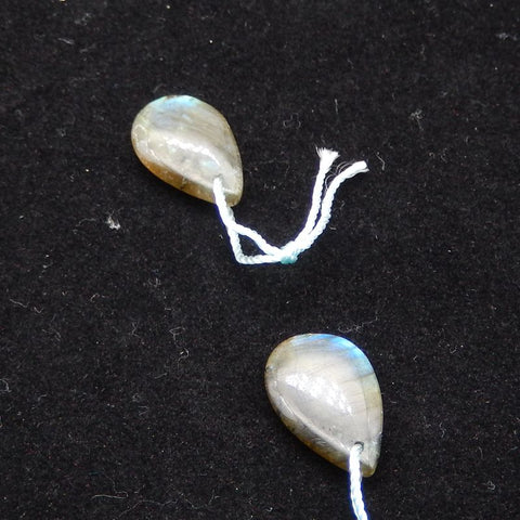 Paire de boucles d'oreilles en forme de larme de labradorite de forage naturel 16X13X4mm, 2.7g