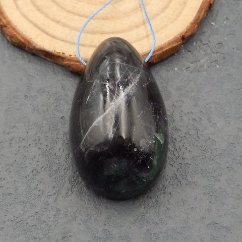 Perle pendentif en fluorite, 43x25x19mm, 36.8g