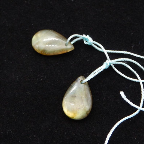 Paire de boucles d'oreilles en forme de larme de labradorite de forage naturel 16X13X4mm, 2.7g