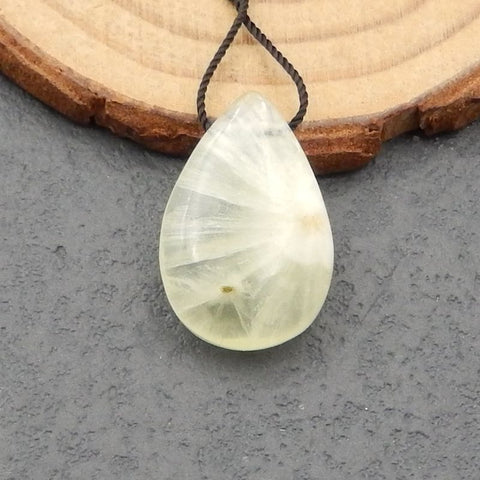 Natural Prehnite Pendant Bead 23x15x6mm, 3.8g